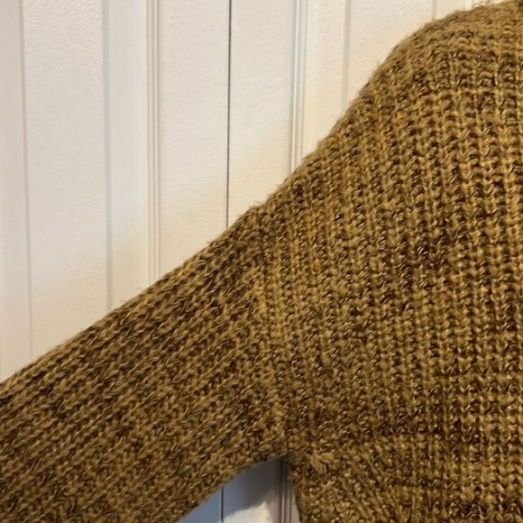 Oak & Fort Brown/Camel Drop Shoulder Crew Neck Boxy Cropped Sweater Size S - Picture 4 of 10